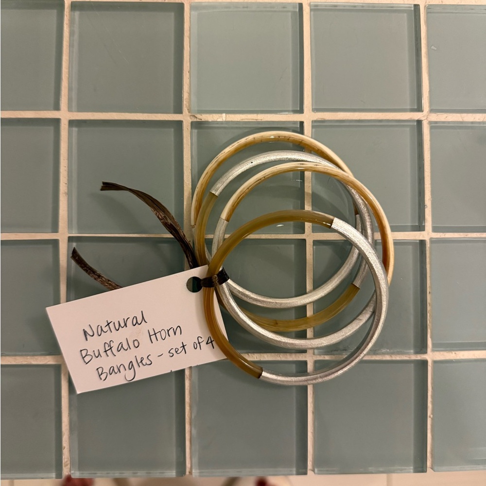 Natural Buffalo Horn Bangles Set